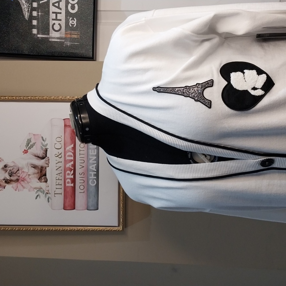 Nwt Xl &LARGE Karl Lagerfeld White Cardigan with Black Accents - Picture 12 of 16